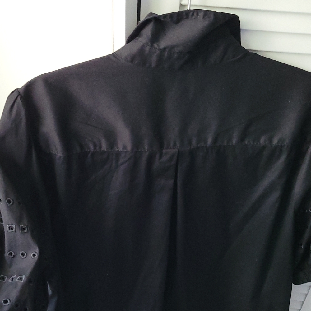 Chico's Black Casual Dress Eyelet Puff Sleeve Sz 3=16/XL. - Picture 8 of 16